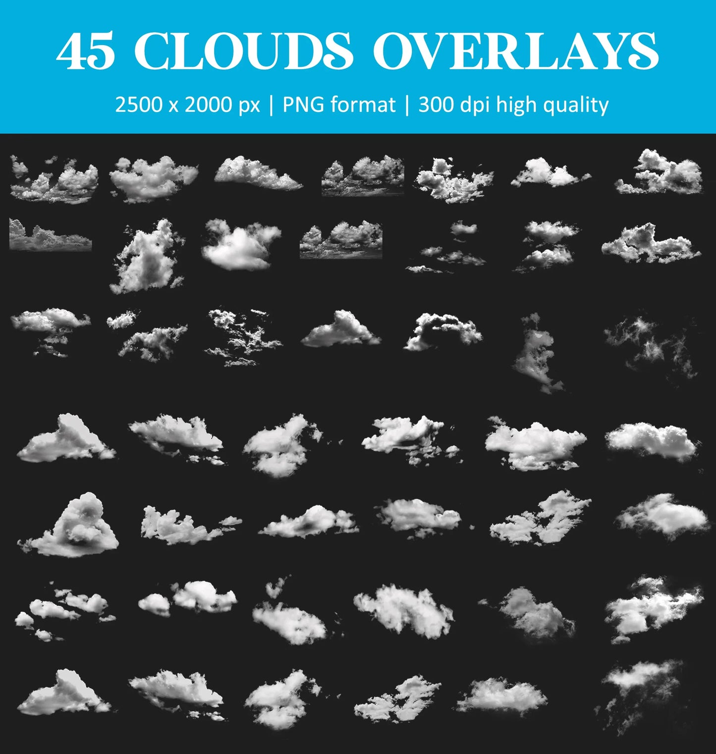 Realistic Cloud Overlays for Photoshop - Sky and Weather Backdrop Effects