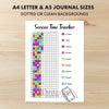 Printable screen time tracker yearly journal page in A4, A5 and US Letter size