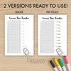 Printable screen time tracker yearly journal page in A4, A5 and US Letter size