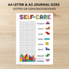 Printable self care tracker journal page in A4, A5 and US Letter size