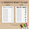 Printable self care tracker journal page in A4, A5 and US Letter size