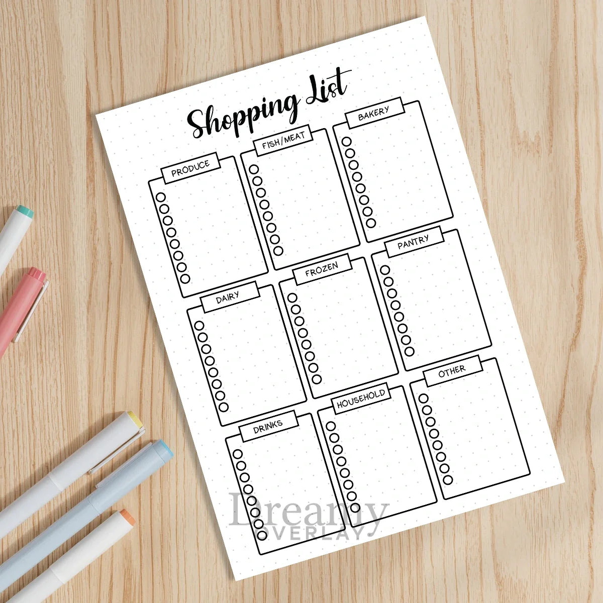 Printable shopping list tracker monthly printable journal page in A4, A5 and US Letter size