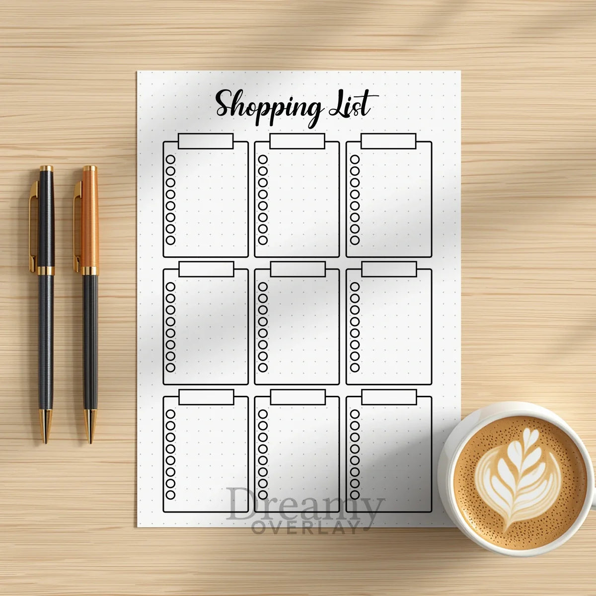 Printable shopping list tracker monthly printable journal page in A4, A5 and US Letter size
