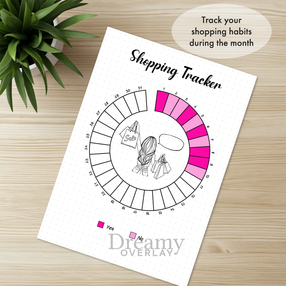 Printable shopping tracker printable journal page in A4, A5 and US Letter size