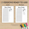 Printable shower tracker journal page in A4, A5 and US Letter size