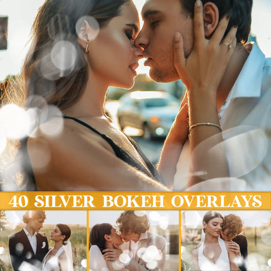 Silver Bokeh Overlays for Photoshop - Wedding and Light Leak Effects