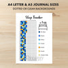 Printable sleep tracker yearly journal page in A4, A5 and US Letter size