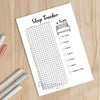 Printable sleep tracker yearly journal page in A4, A5 and US Letter size
