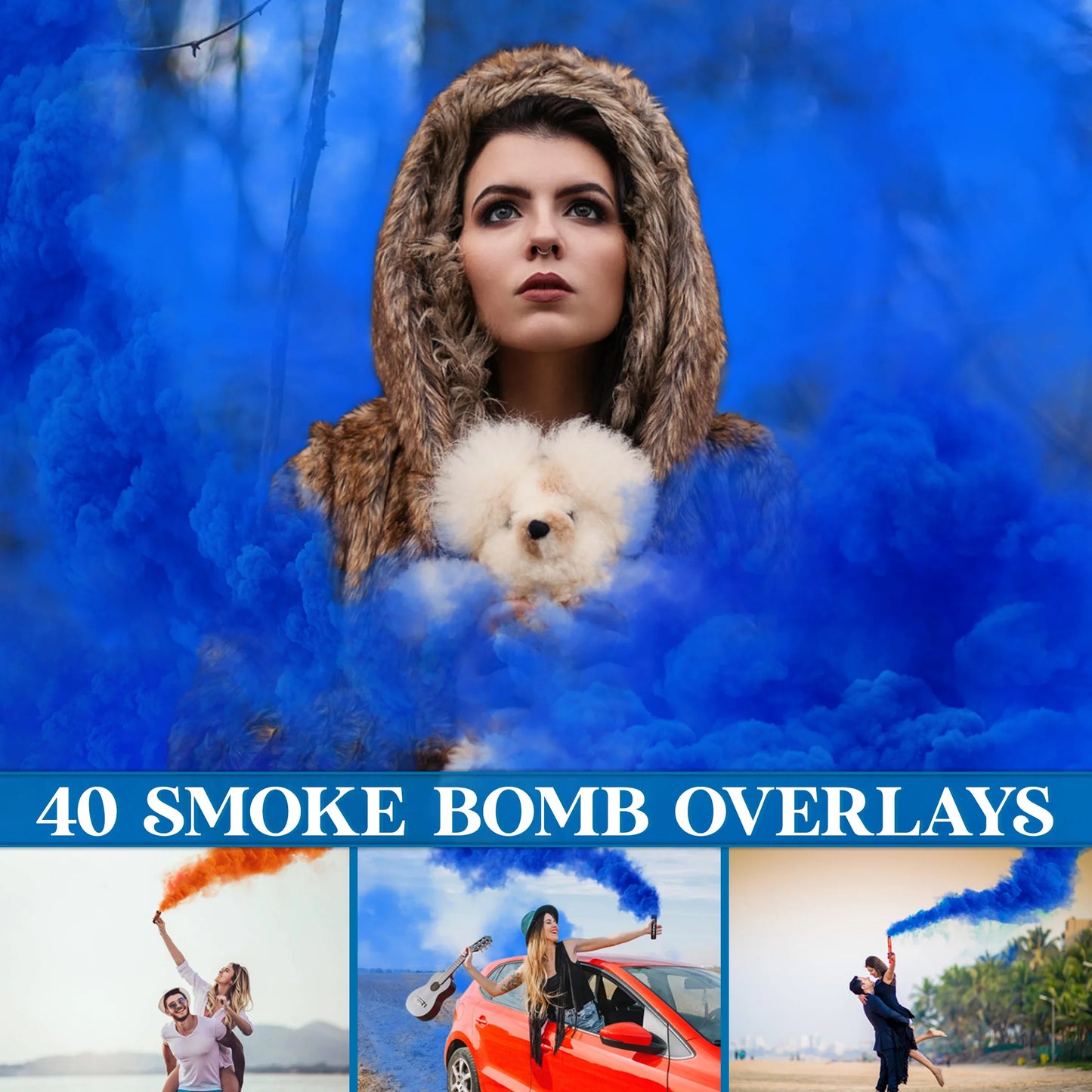 Smoke Bomb Overlays for Photoshop - Colored Gender Reveal and Artistic Effects