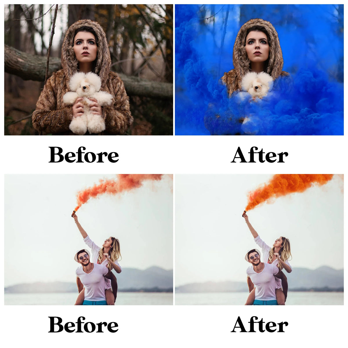 Smoke Bomb Overlays for Photoshop - Colored Gender Reveal and Artistic Effects