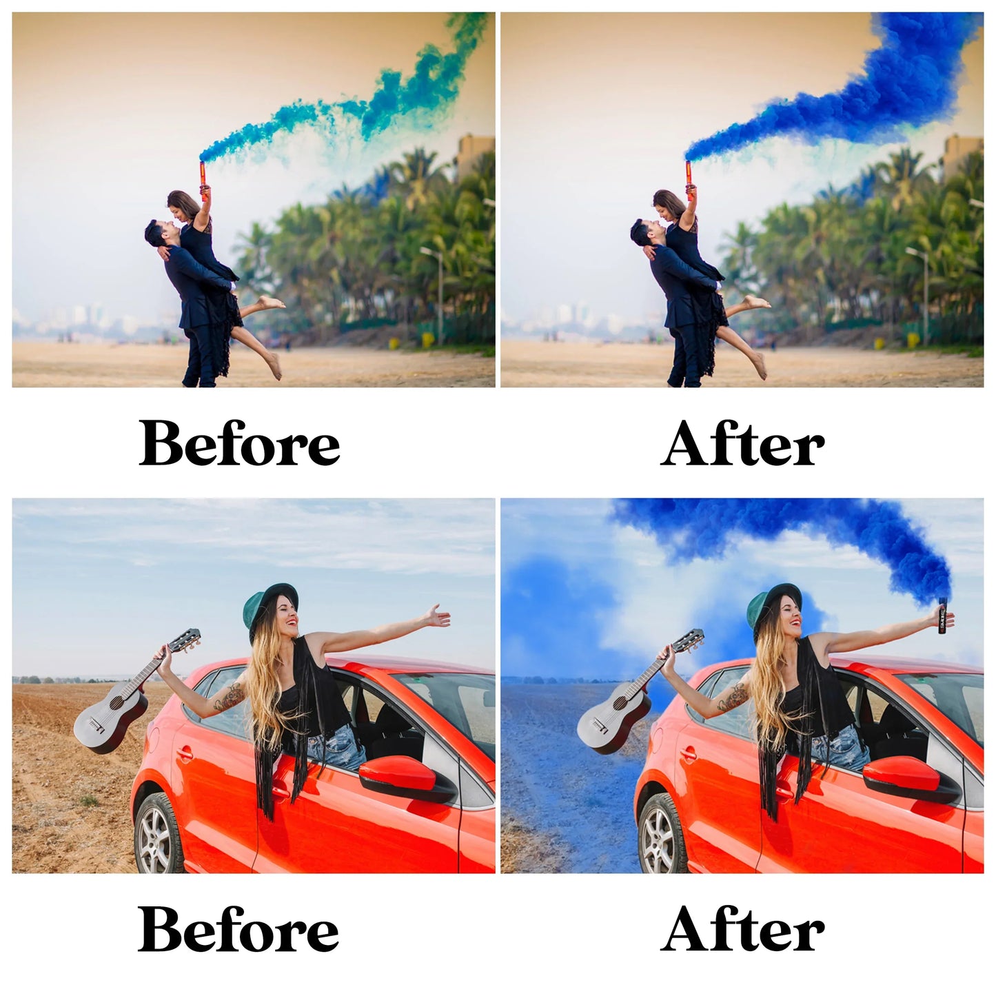 Smoke Bomb Overlays for Photoshop - Colored Gender Reveal and Artistic Effects