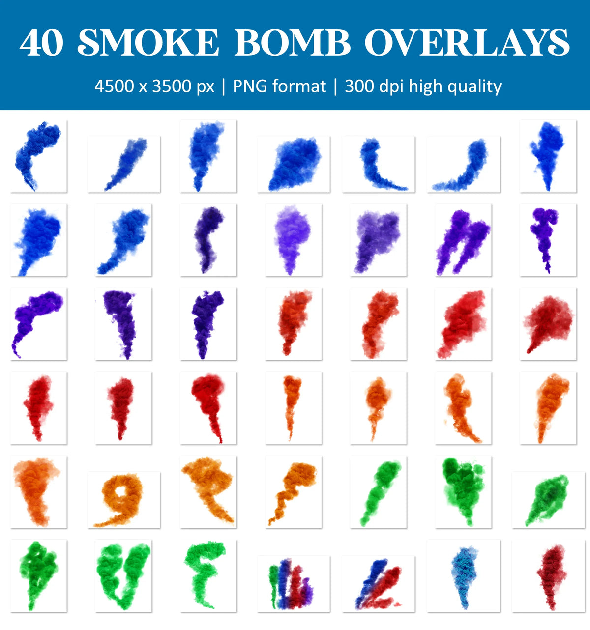 Smoke Bomb Overlays for Photoshop - Colored Gender Reveal and Artistic Effects