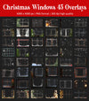 Snowy Window Overlays for Photoshop - Frosted Christmas Pane Effects