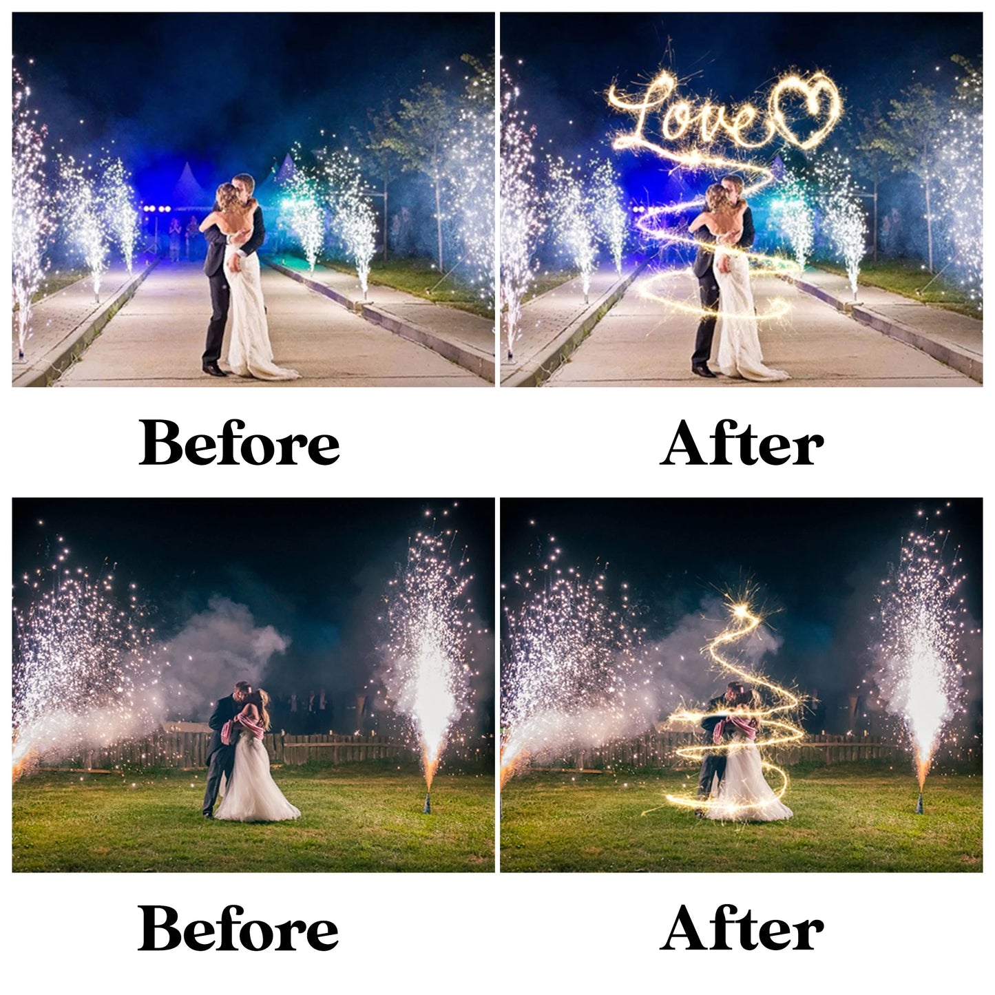 Sparkler Overlays for Photoshop - Heart Shapes and Alphabet Light Effects