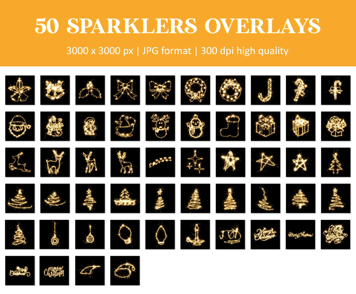 Sparkler Overlays for Photoshop - Heart Shapes and Alphabet Light Effects