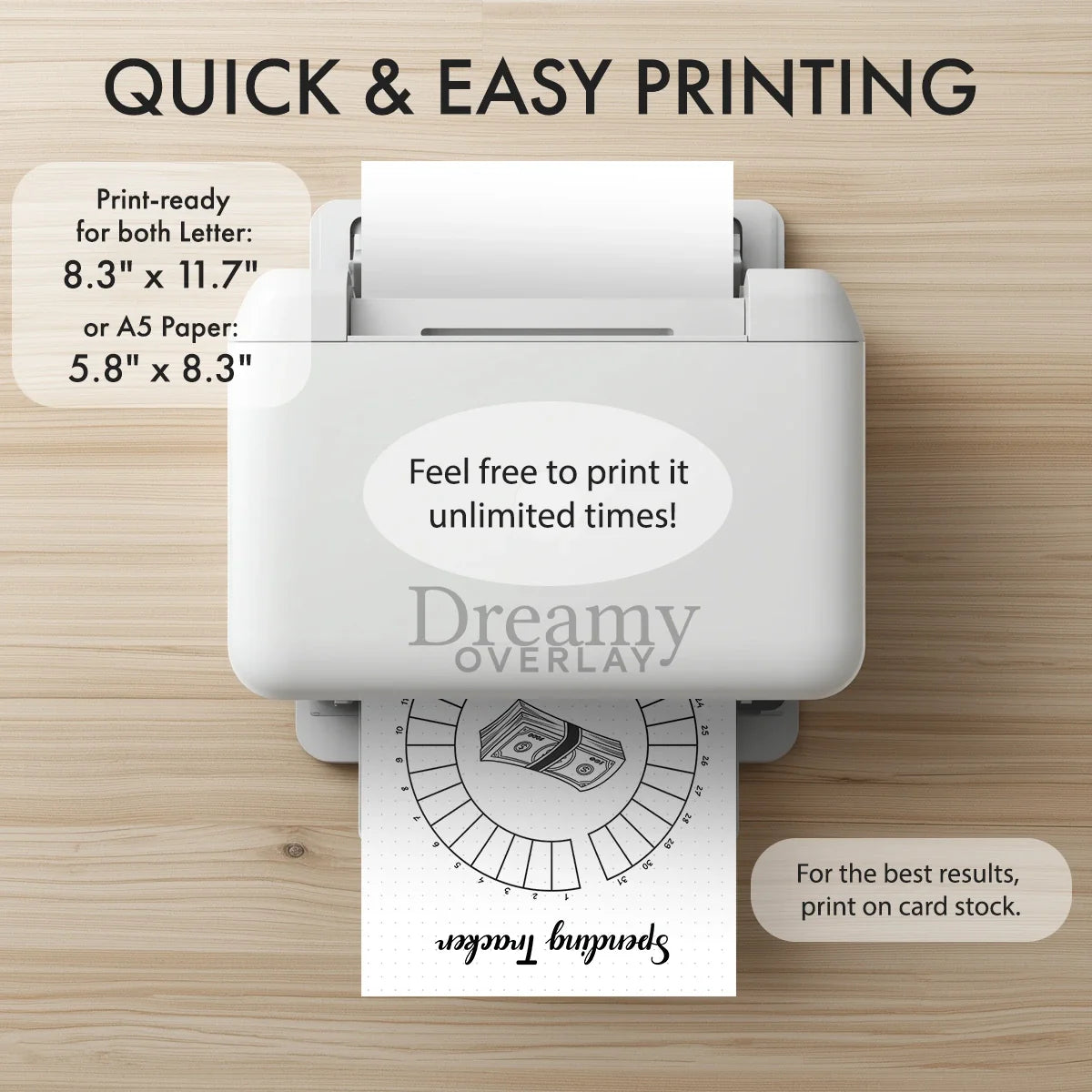 Printable spending tracker monthly printable journal page in A4, A5 and US Letter size
