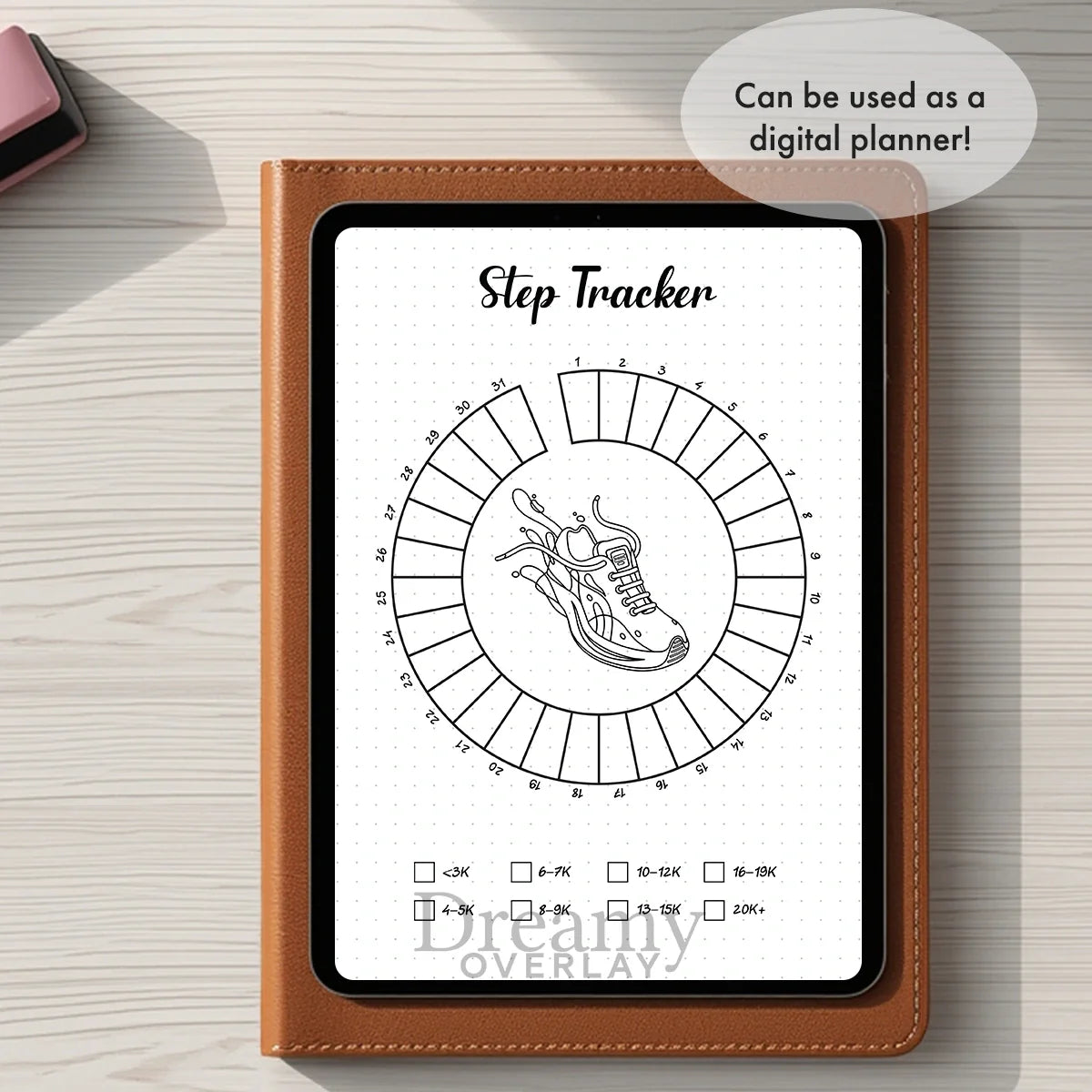 Printable step tracker monthly printable journal page in A4, A5 and US Letter size