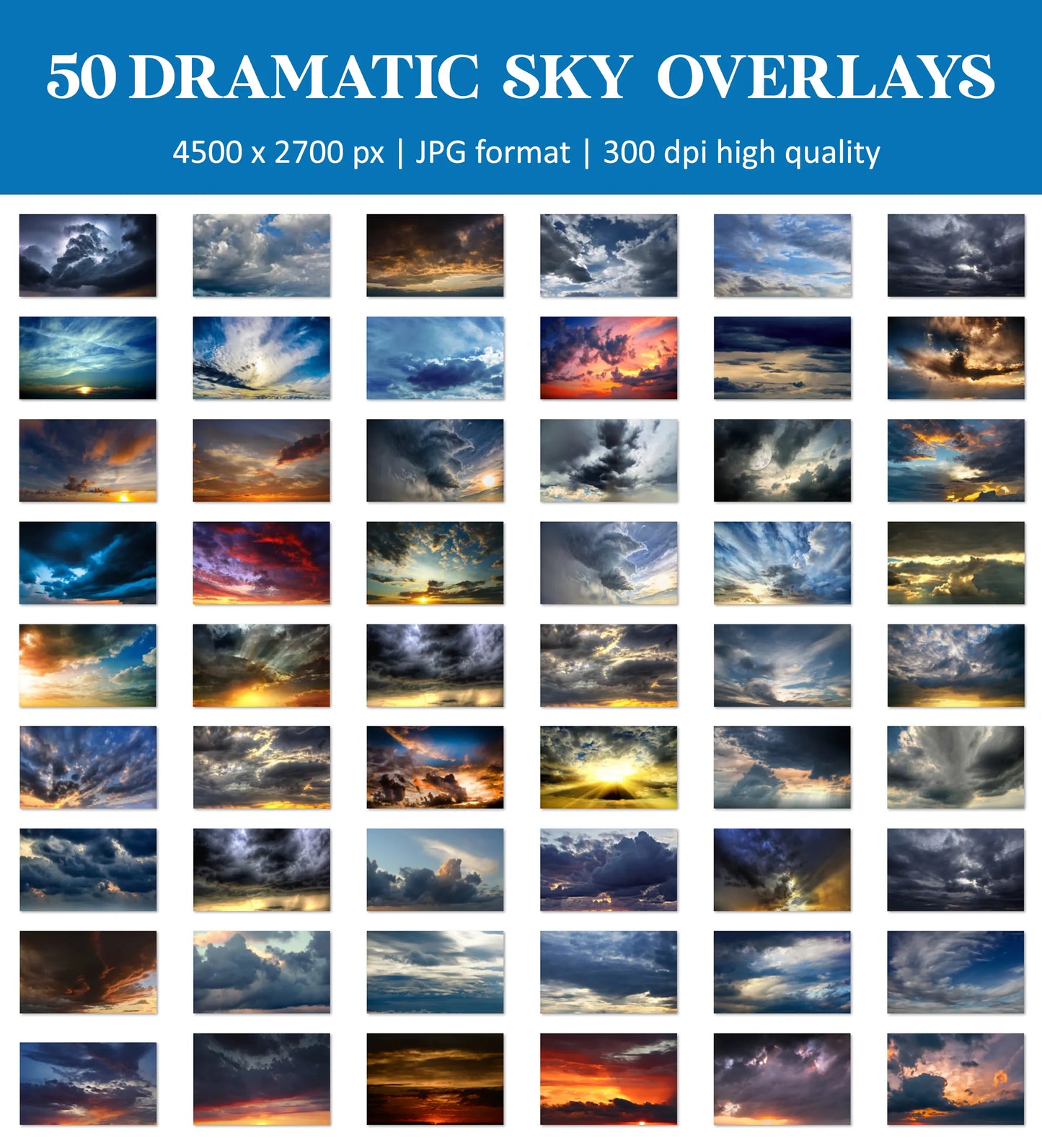 Stormy Sky Overlays for Photoshop - Dark Clouds and Dramatic Weather Effects