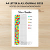 Printable stress tracker journal page in A4, A5 and US Letter size