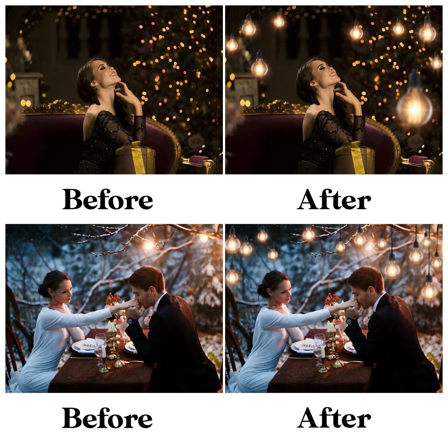 String Lights Overlay for Photoshop - Twinkle and Christmas Bokeh