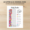Printable study tracker journal page in A4, A5 and US Letter size