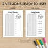 Printable study tracker journal page in A4, A5 and US Letter size