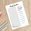 Printable study tracker journal page in A4, A5 and US Letter size