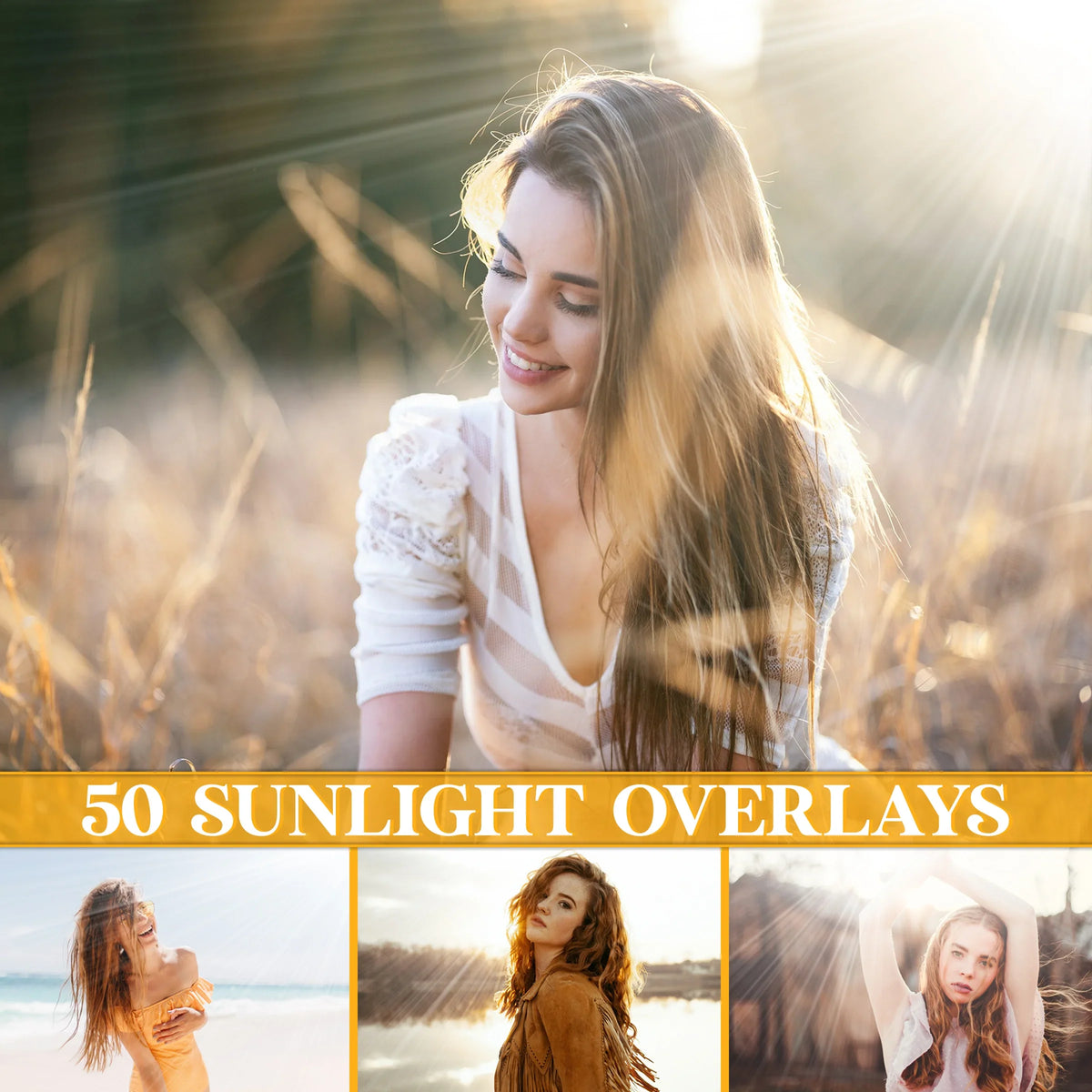 Sunshine Overlays for Photoshop - Natural Sunbeams and Golden Light Effects