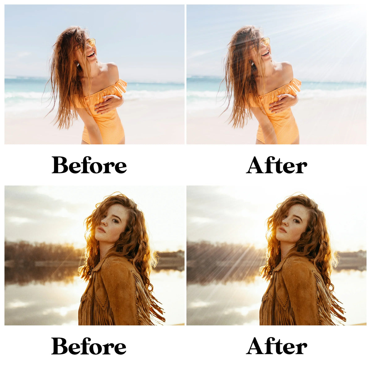 Sunshine Overlays for Photoshop - Natural Sunbeams and Golden Light Effects