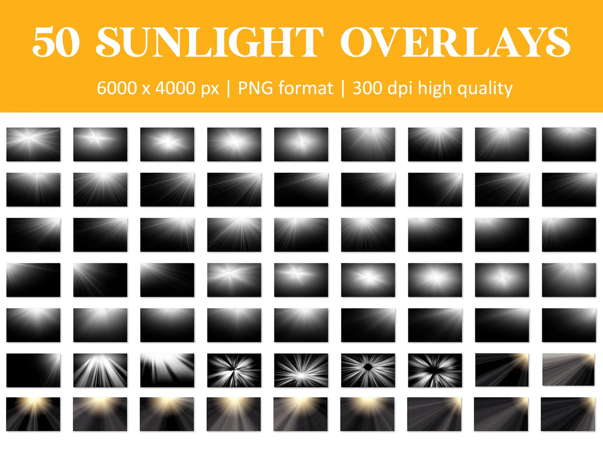 Sunshine Overlays for Photoshop - Natural Sunbeams and Golden Light Effects