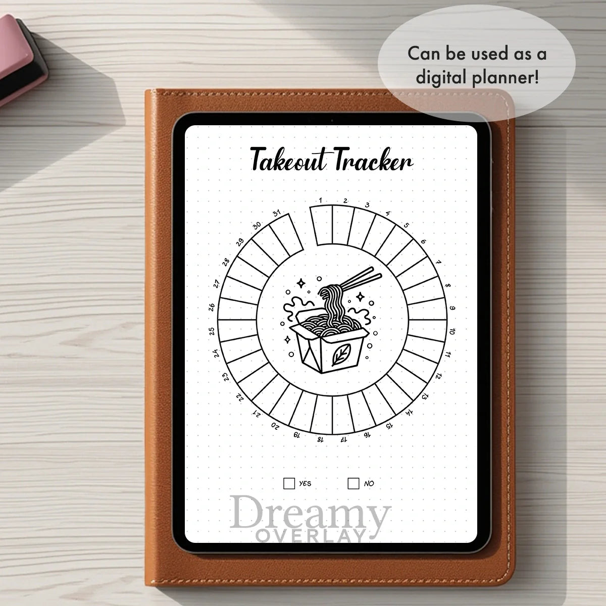 Printable takeout tracker monthly printable journal page in A4, A5 and US Letter size