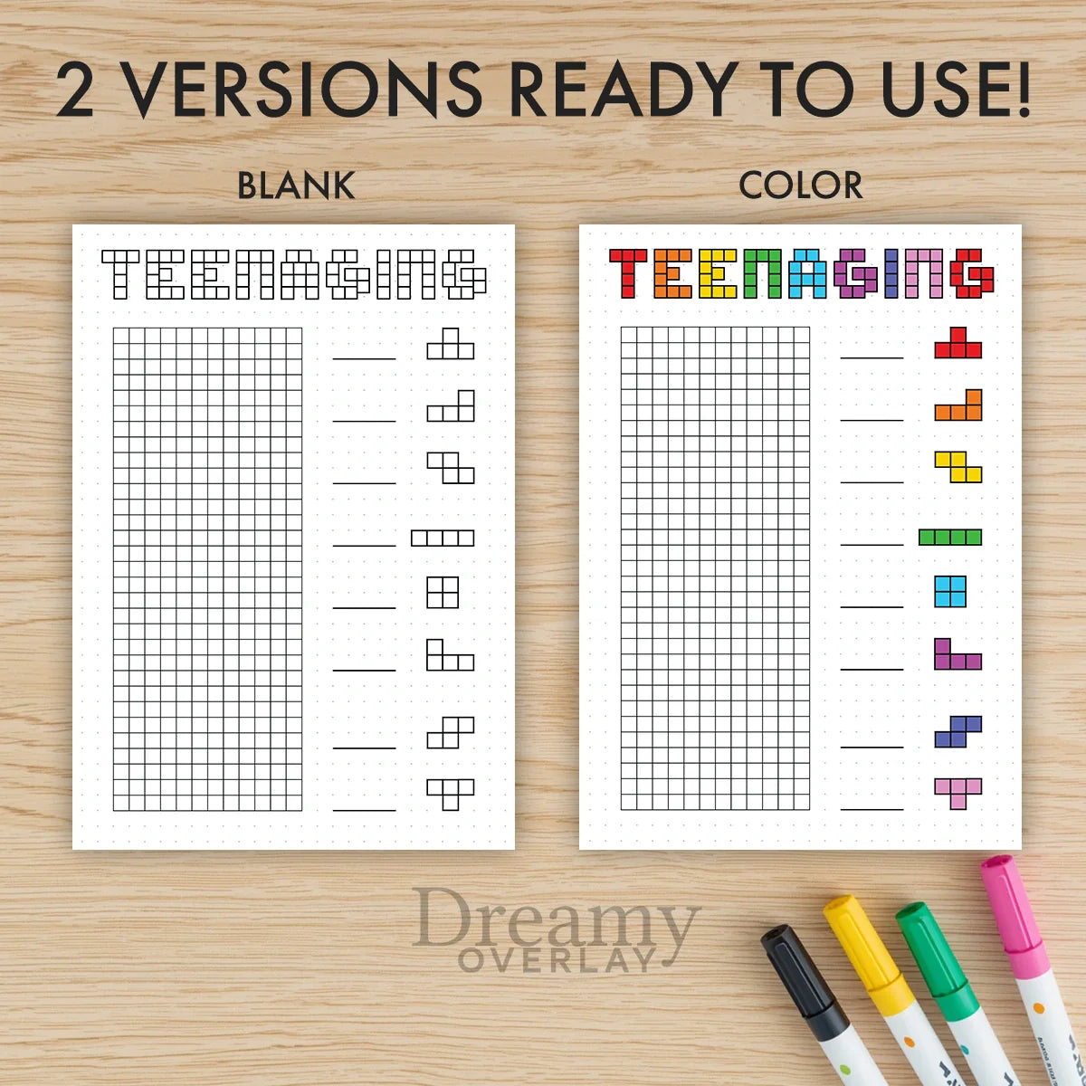 Printable teenaging tracker printable journal page in A4, A5 and US Letter size