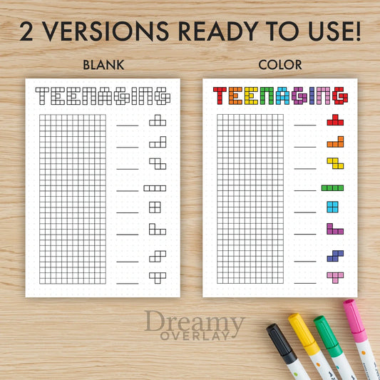 Printable teenaging tracker printable journal page in A4, A5 and US Letter size
