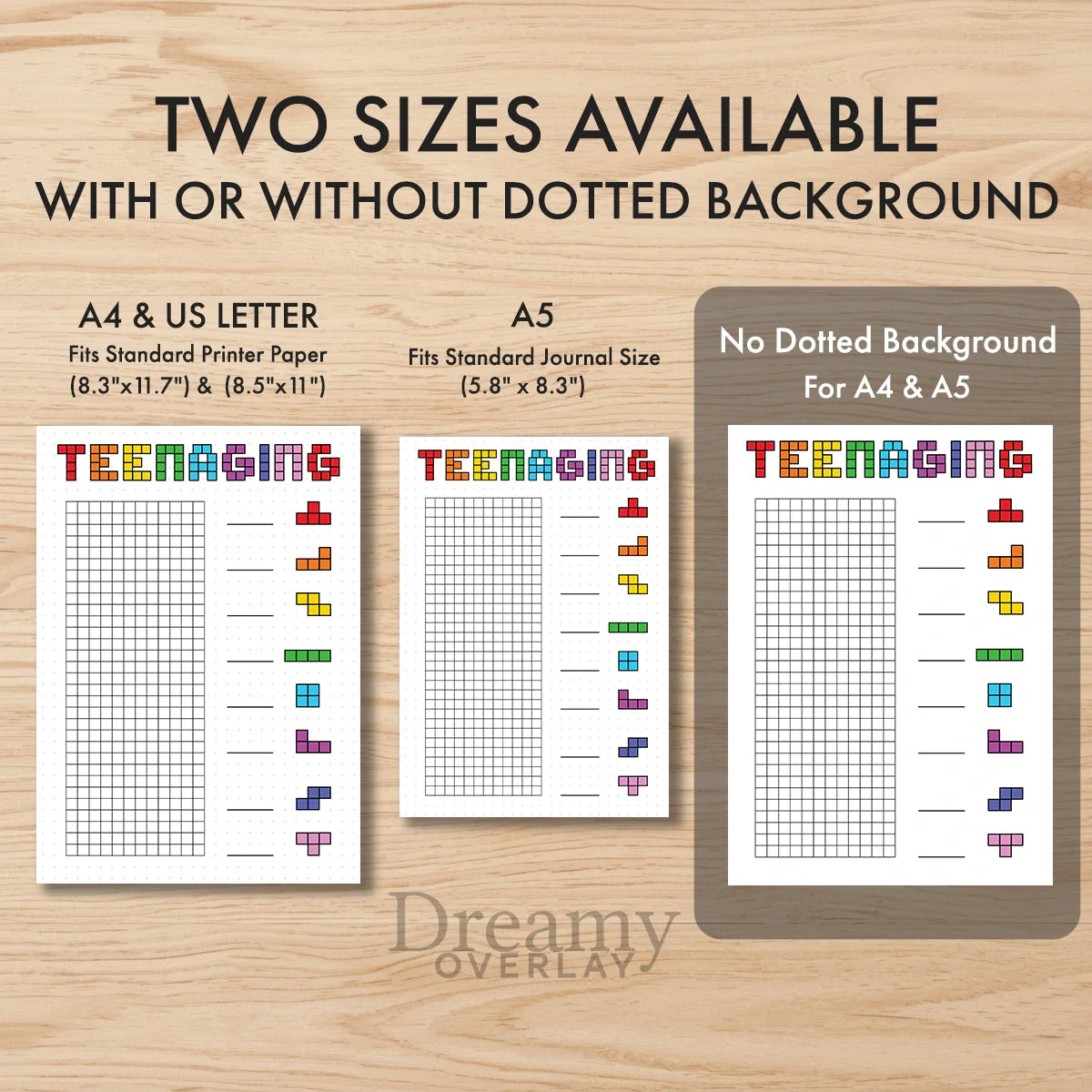 Printable teenaging tracker printable journal page in A4, A5 and US Letter size