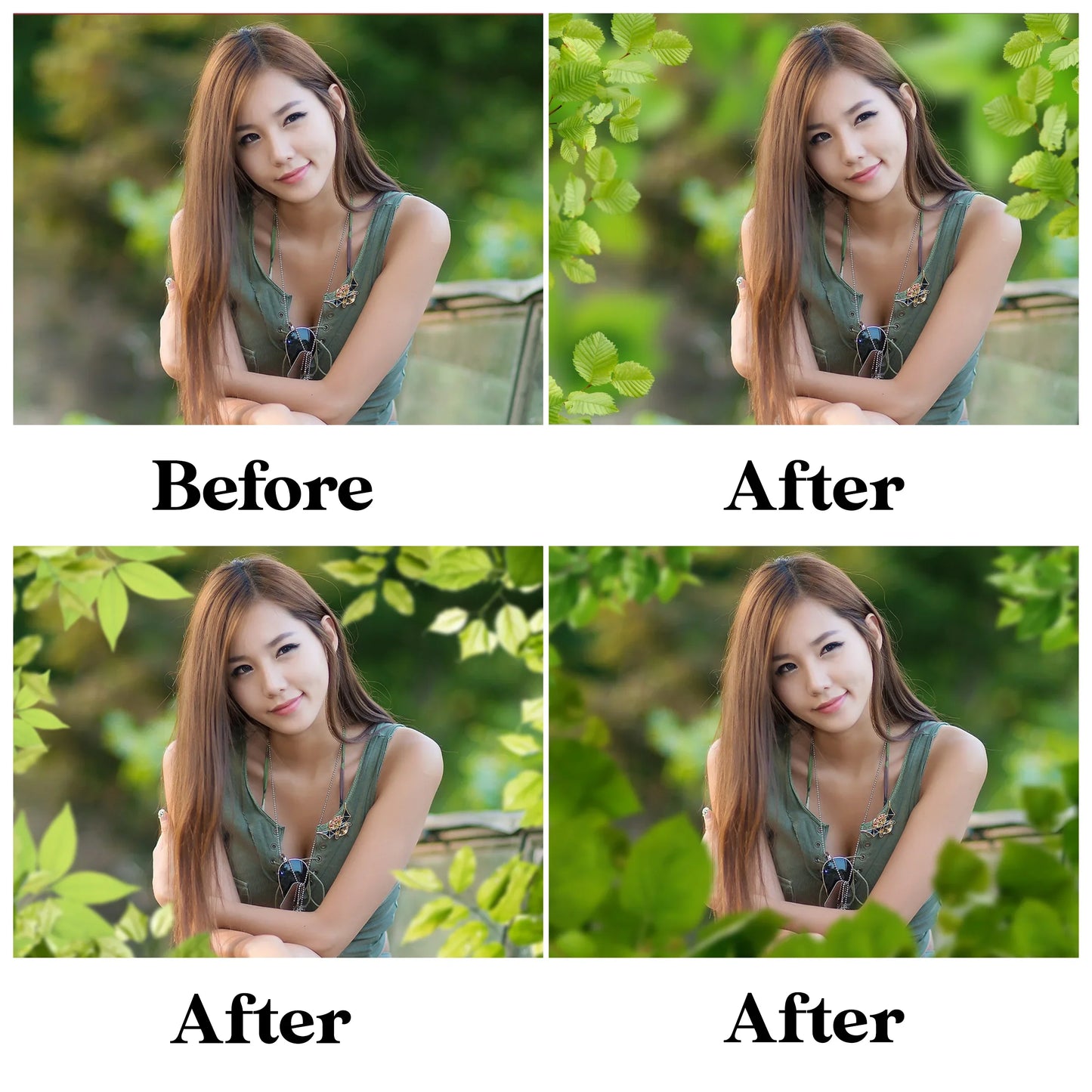 Tree Branch Overlays for Photoshop - Green Leaf Shoot-Throughs