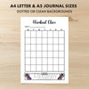 Printable workout class tracker monthly printable journal page in A4, A5 and US Letter size