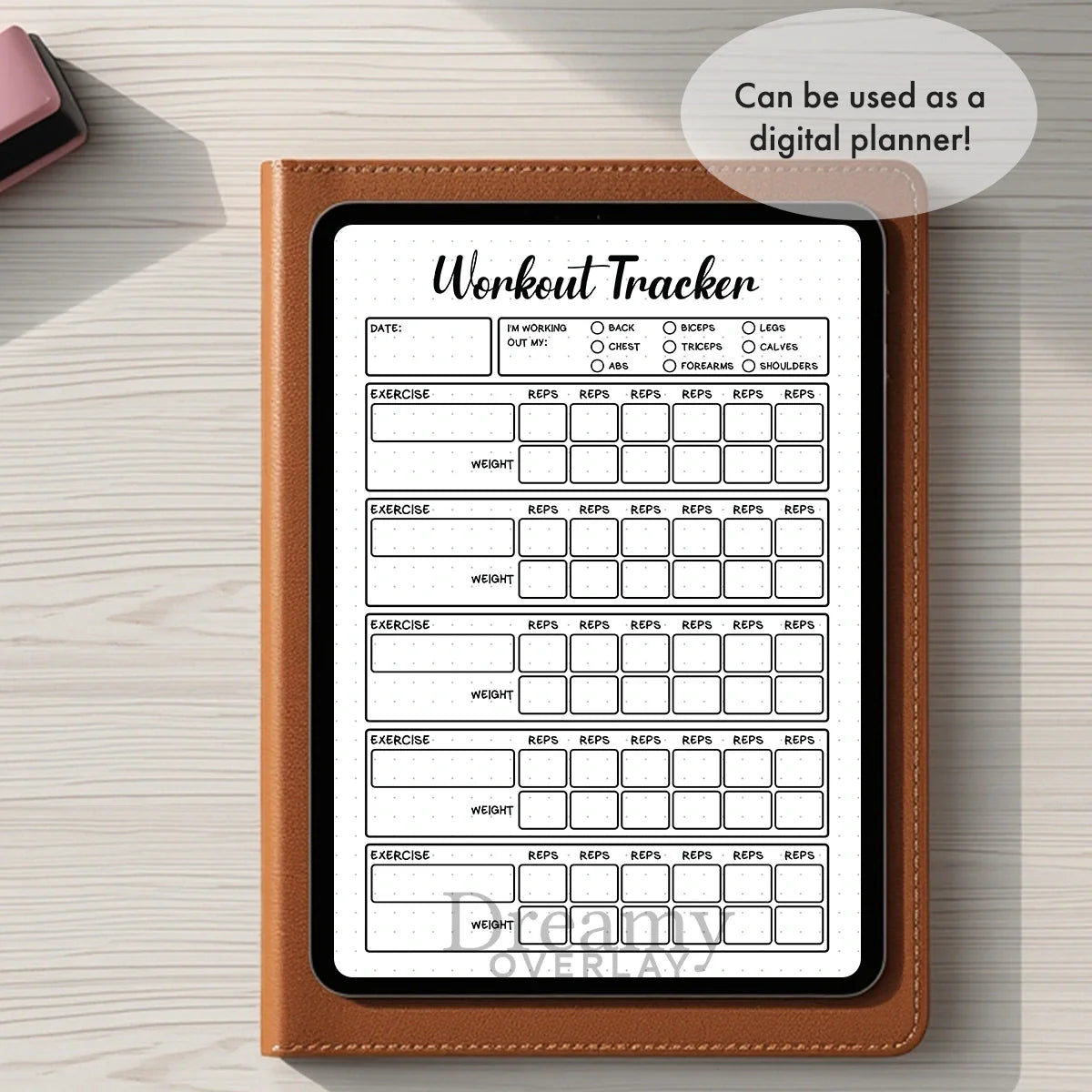Printable workout tracker monthly printable journal page in A4, A5 and US Letter size