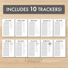 Printable yearly trackers bundle monthly printable journal page in A4, A5 and US Letter size