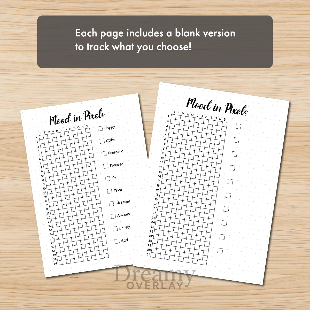Printable yearly trackers bundle monthly printable journal page in A4, A5 and US Letter size