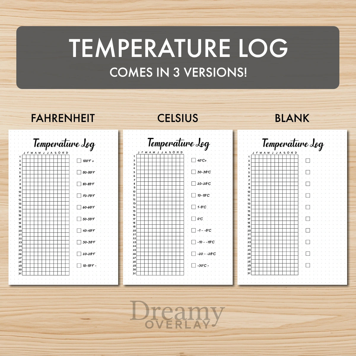 Printable yearly trackers bundle monthly printable journal page in A4, A5 and US Letter size