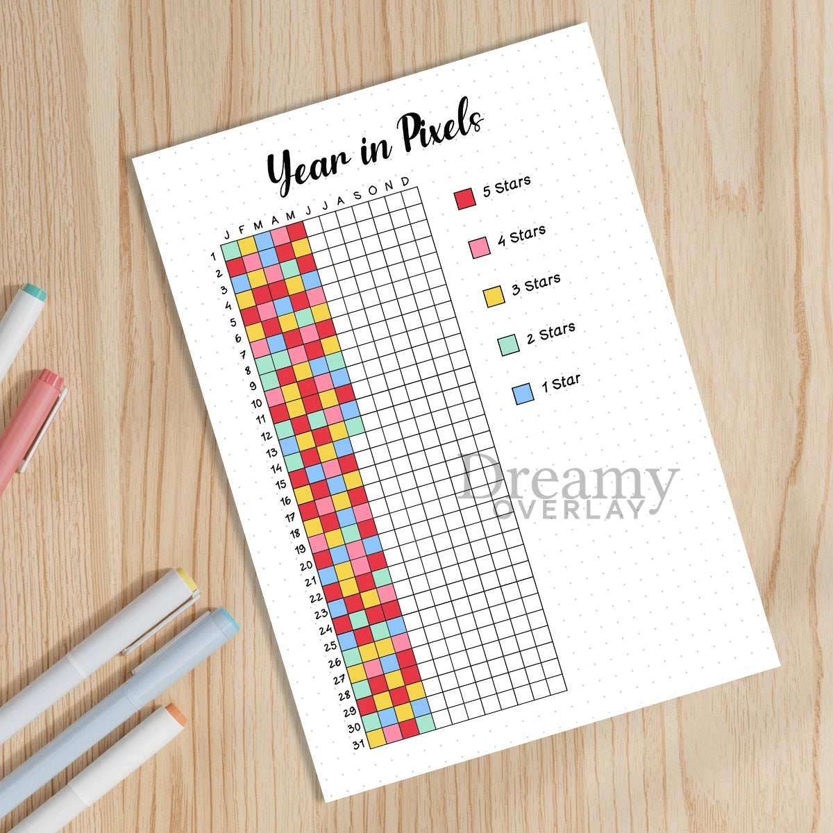 Printable yearly trackers bundle monthly printable journal page in A4, A5 and US Letter size