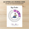 Printable yoga tracker monthly printable journal page in A4, A5 and US Letter size
