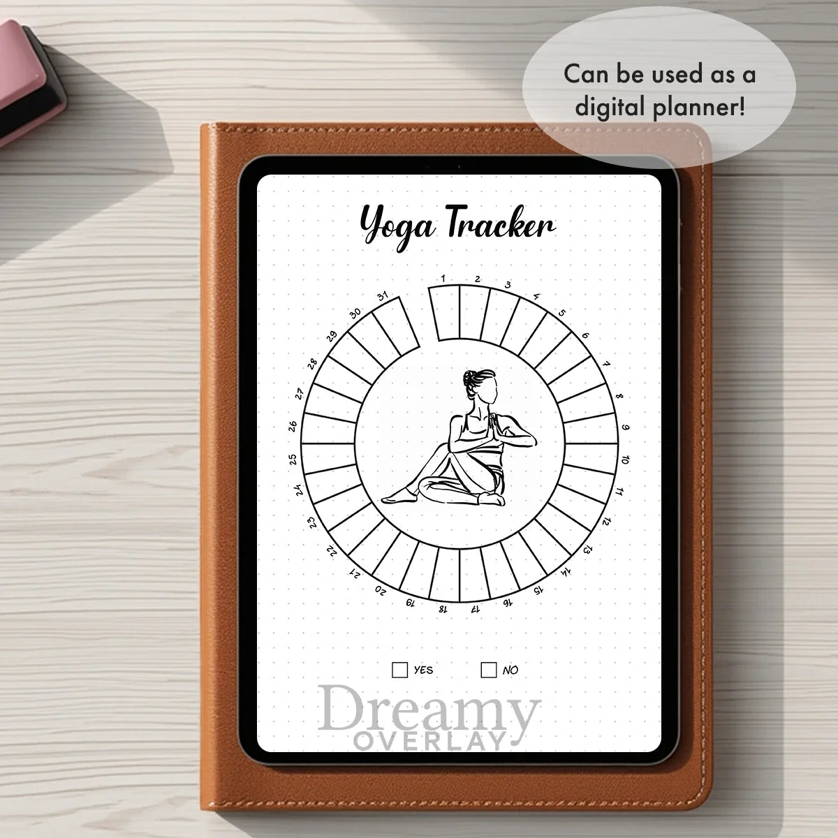 Printable yoga tracker monthly printable journal page in A4, A5 and US Letter size